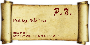 Petky Nóra névjegykártya